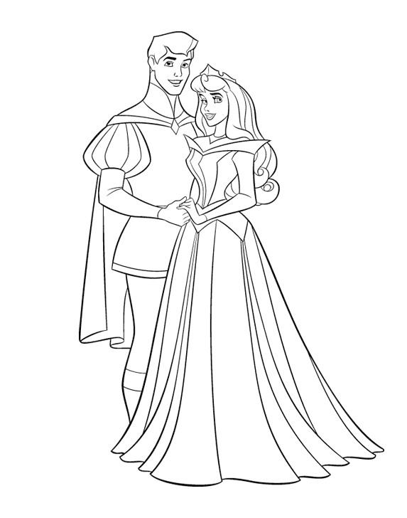 coloriage la bois au bois dormant et son prince